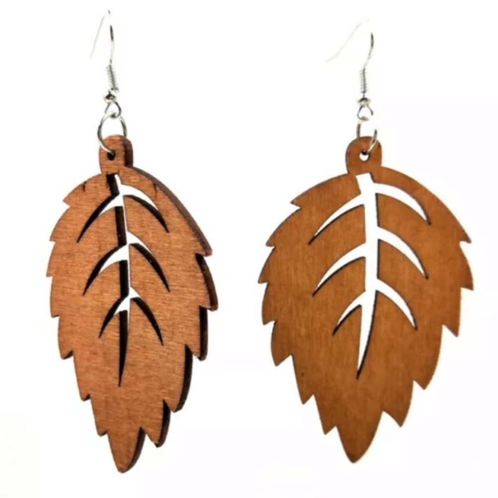 🎉Host Pick🎉Avery Wood Leaf Laser Cut Earrings